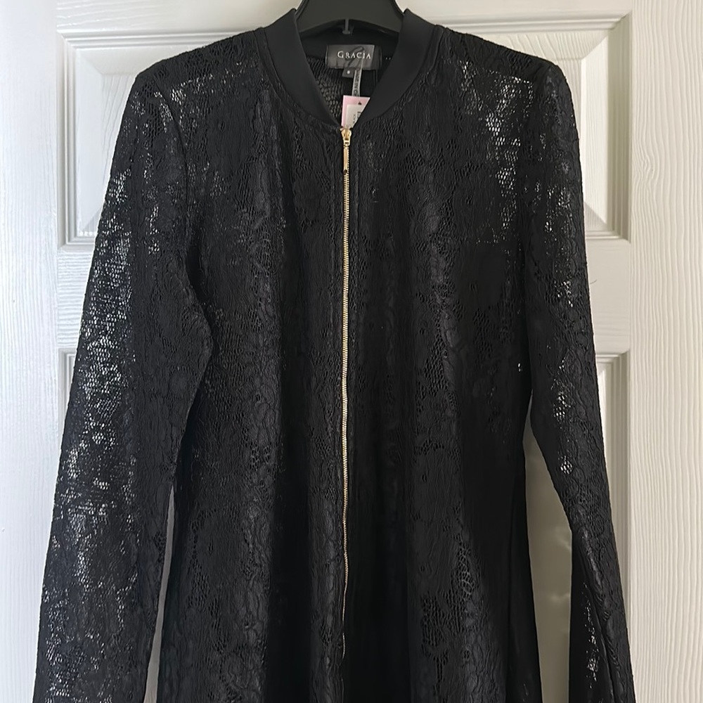 Black Lace High Lo Jacket